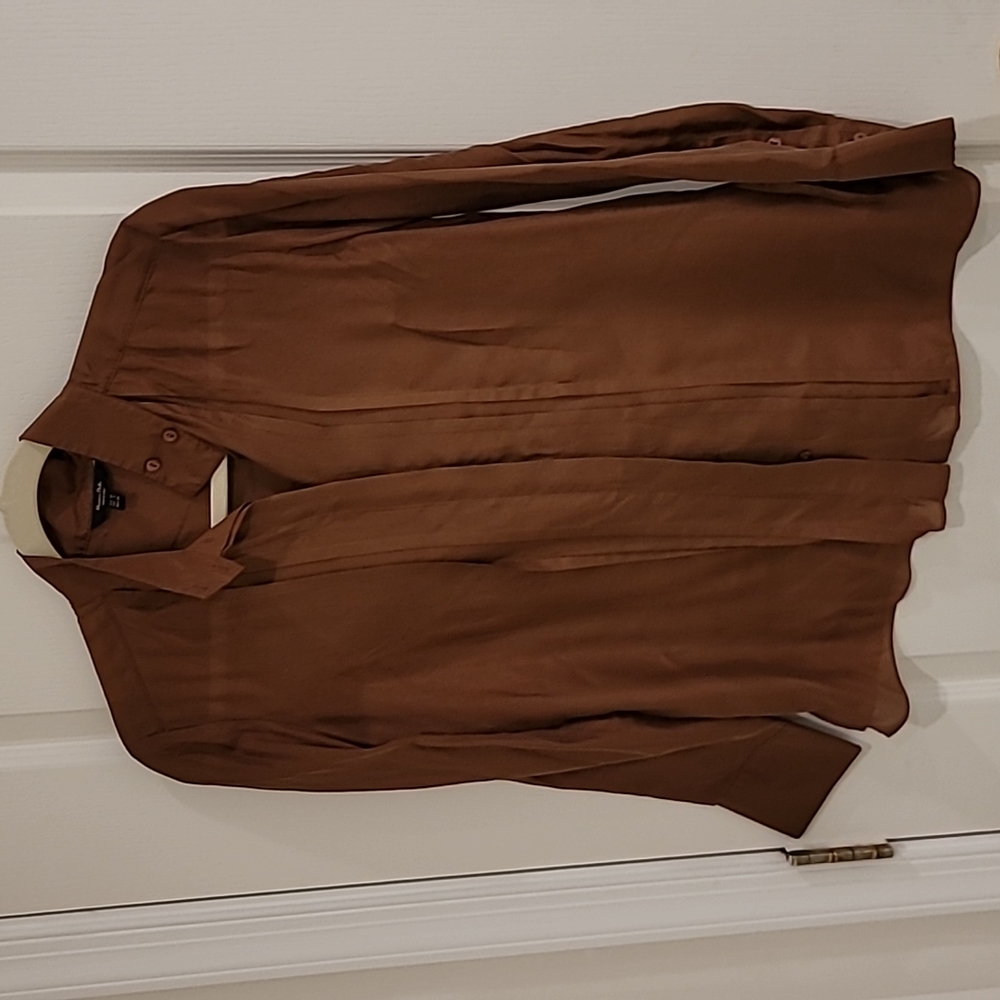 Massimo Dutti Burnt Orange Satin Blouse